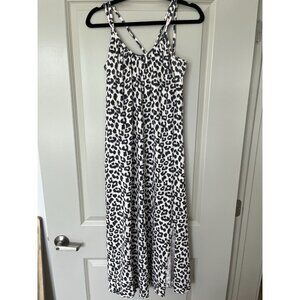 Pact Organic Cotton Leopard Print Strappy Maxi Dress Size Small Sustainable